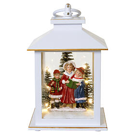 Linterna navideña blanca con coristas y luz 20x10cm Bagutta Tendence