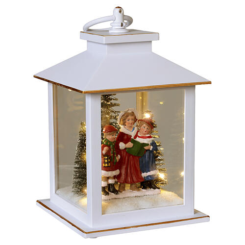 Lanterne de Noël blanche avec choristes et éclairage 20x10 cm Bagutta Tendence 4