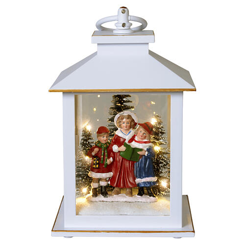 Lanterna natalizia bianca con coristi e illuminazione 20x10cm Bagutta Tendence 5