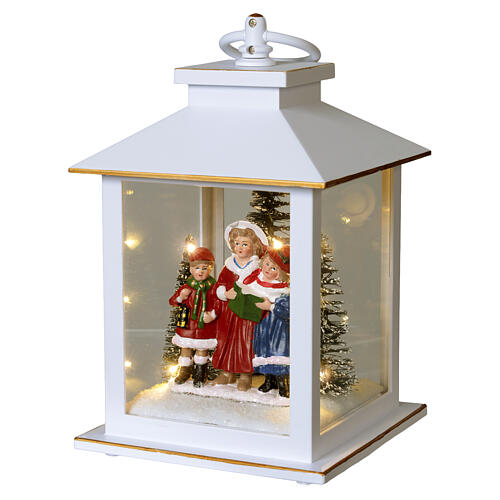 White Christmas lantern with carolers and lighting 20x10cm Bagutta Tendence 3