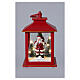 Linterna navideña roja con Papá Noel y árboles 20x10cm Bagutta Tendence s5
