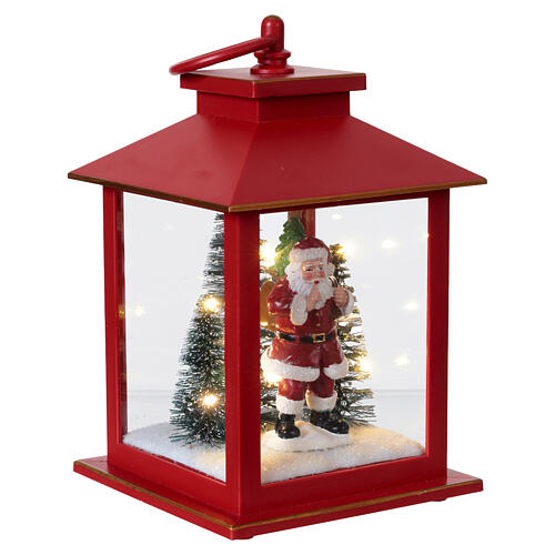 Lanterna natalícia vermelha com Pai Natal e árvores 20x10 cm Bagutta Tendence 4