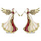 Pair of angels with trumpets in metal, 18 in, Bagutta Tendence s1