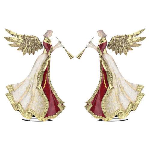 Pair of angels with trumpets 46cm in metal by Bagutta Tendence 1