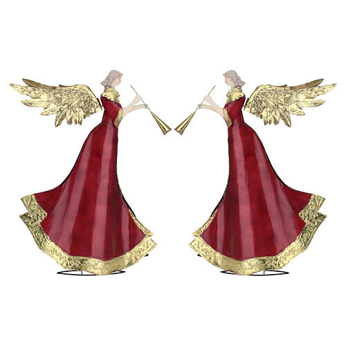 Pair of angels with trumpets 46cm in metal by Bagutta Tendence 5