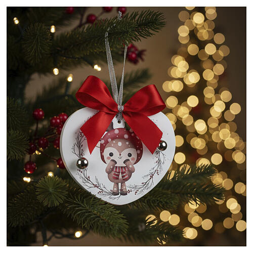 Thilia Christmas decorative heart with fawn and bells, 4x4 in 2