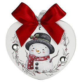 Décoration de Noël Thilia cœur 10x10 cm avec bonhomme de neige