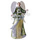 Ángel de Navidad estilizado verde y oro con flores 35 cm, pesebre metálico s1