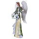 Angelo di Natale stilizzato verde oro con fiori 35 cm presepe metallo s3