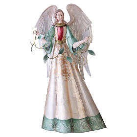 Ángel estilizado 40 cm con hojas verde marfil belén metálico