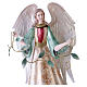 Stylized metal angel statue with green-ivory leaves, 40 cm s2
