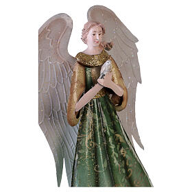 Stylised Christmas angel with dove, 16 in, metal Nativity figure