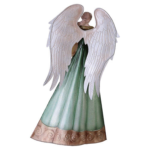 Stylised Christmas angel with dove, 16 in, metal Nativity figure 6