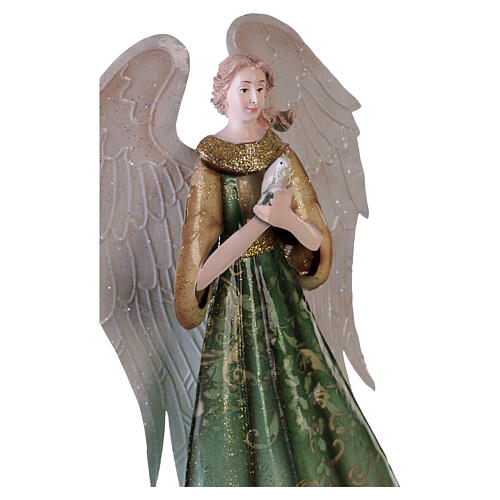 Stylized Christmas angel with dove, 40 cm metal nativity 2