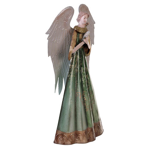 Stylized Christmas angel with dove, 40 cm metal nativity 3