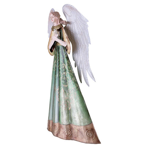 Stylized Christmas angel with dove, 40 cm metal nativity 5