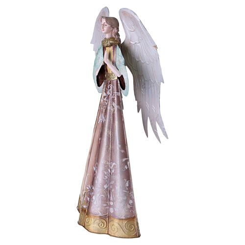 Ángel de Navidad 40 cm estilizado con manos juntas belén metálico 3