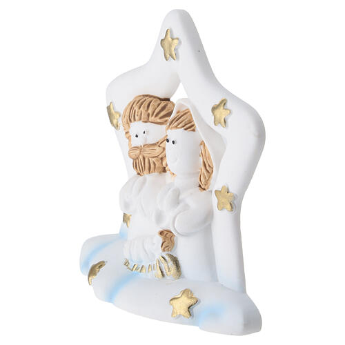 Natividade estrela resina 7 cm decorada cor ouro base azul 2