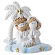 Natividad palma resina 7 cm fondo azul y detalles dorados s1