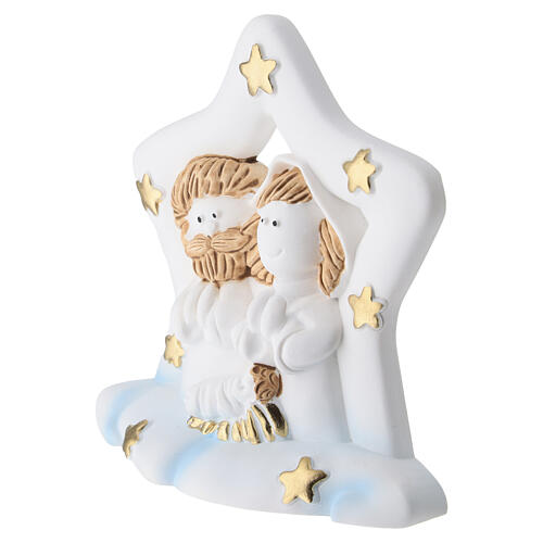 Nativity star in resin, 4 in, blue background with gold finishes 2