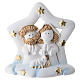 Holy Family set with star in resin, 10 cm, light blue background with gold accents s1