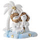 Resin Nativity with palm tree, 4 in, Holy Family with decorated base s1