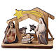 Crèche en bois 5 cm avec cabane et Sainte Famille imprimée s1