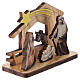 Crèche en bois 5 cm avec cabane et Sainte Famille imprimée s3