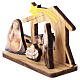 Presepe legno 5 cm con capanna e Sacra Famiglia stampata s2
