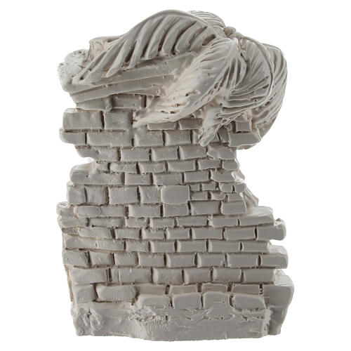 Blockkrippe, Heilige Familie aus Resin in Weiß und Taupe mit Reliefdarstellung – 10 × 5 × 5 cm 4