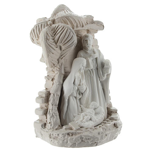 Belén resina blanco gris ceniciento cabaña relieve 10x5x5 cm 2