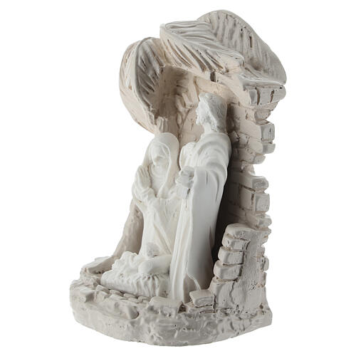 Nativity Holy Family bas-relief stable white and taupe resin, 10x5x5 cm 3