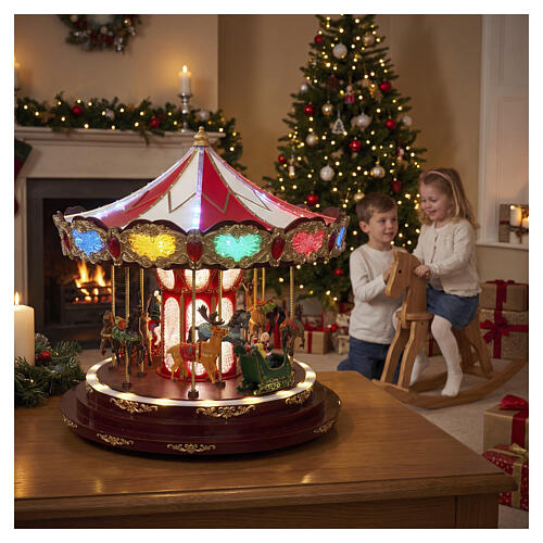 Christmas carousel with LED lights and motion, 18x16 in 2