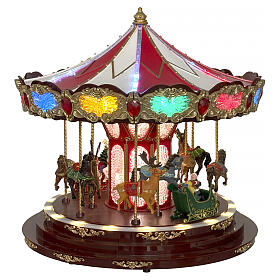 Carrousel de Noël 45x40 cm lumières LED et mouvement