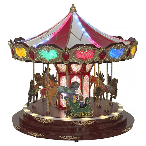 Carrossel natalino 45x40 cm luzes LED e movimento 6