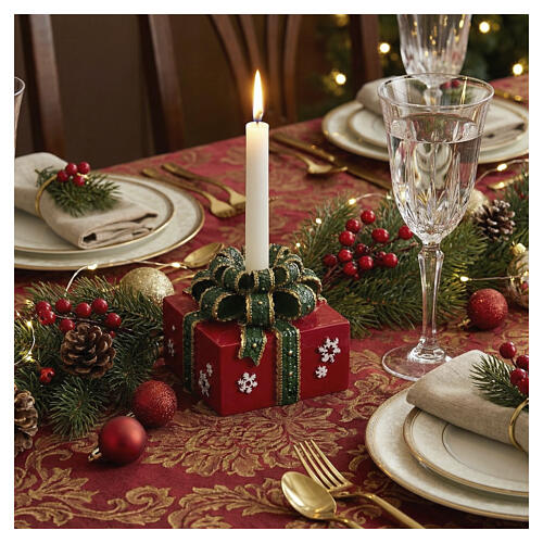 Red gift box candle holder for 0.8-inch candle, 4x4x4 in 2