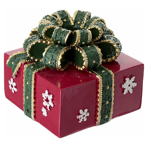 Castiçal formato pacote de presente 10x10x10 cm vermelho para vela 20 mm 5