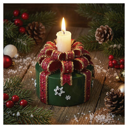 Candle holder in green and gold resin, 4x4 in gift box for 0.8 in candle 2