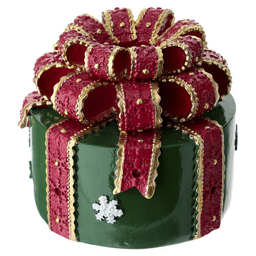 Bougeoir 20 mm résine vert et or paquet cadeau 10x10 cm 3