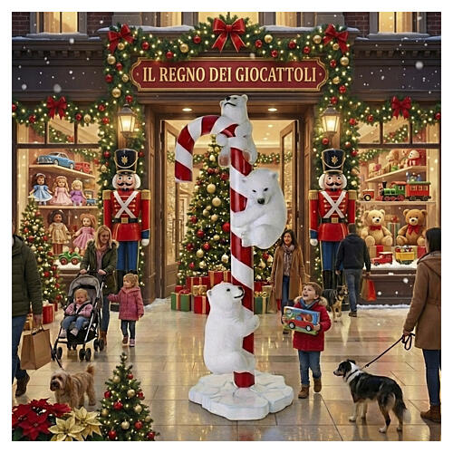 Bastón de caramelo navideño con osos polares 240 cm 4