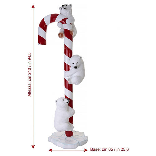 Świąteczna laska cukrowa z niedźwiedziami polarnymi, 240cm 3