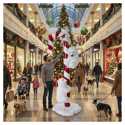 Bastão de doces natalino com ursos polares 240 cm 2