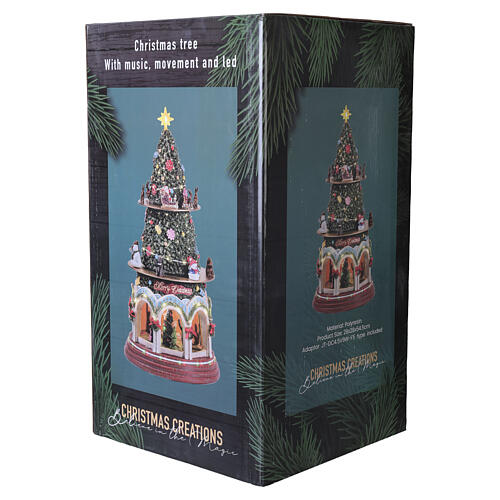 Árbol navideño con tres escenas animadas y led 50x30 cm 11