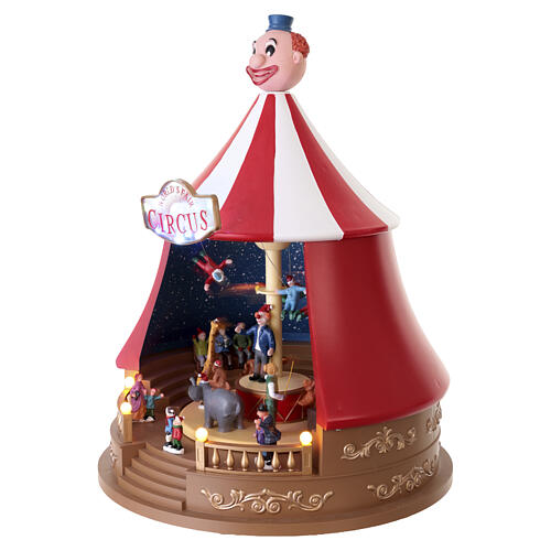 Carosello tendono circo natalizio led e movimento 45x35 cm 4