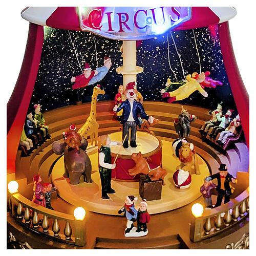 Carrossel tenda de circo natalino com LEDs e movimento 45x35 cm 3