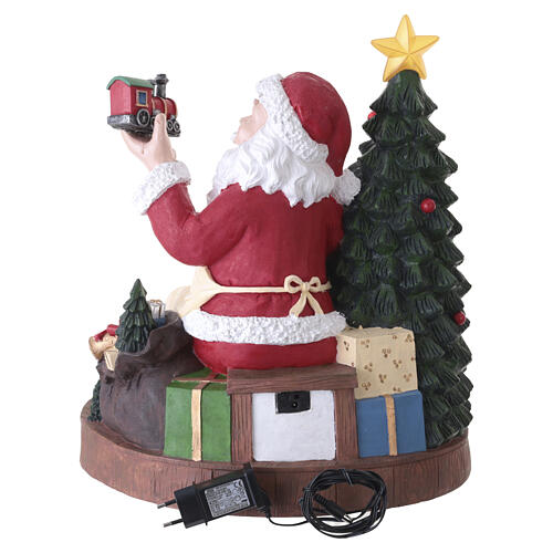 Boîte à musique de Noël Père Noël et jouets animé, lumières LED 40x40 cm 5