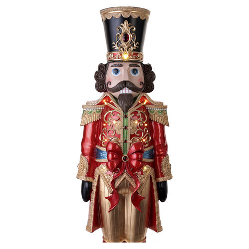 Christmas nutcracker in red and gold royal uniform with LED lights, 60x18x16 in 6