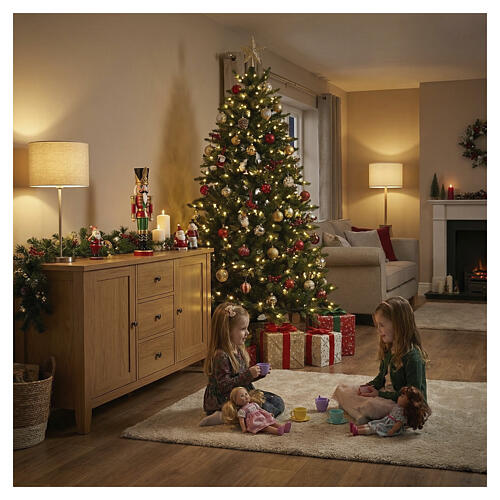 Schiaccianoci natalizio pennacchio dorato uniforme rossa 30x5 cm 5