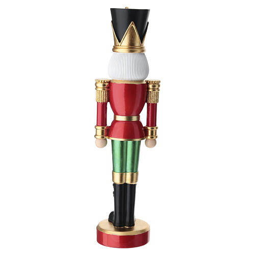 Schiaccianoci natalizio pennacchio dorato uniforme rossa 30x5 cm 7