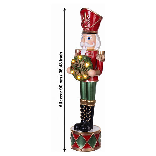 Casse-noisette avec couronne lumineuse de Noël 90x20 cm 3